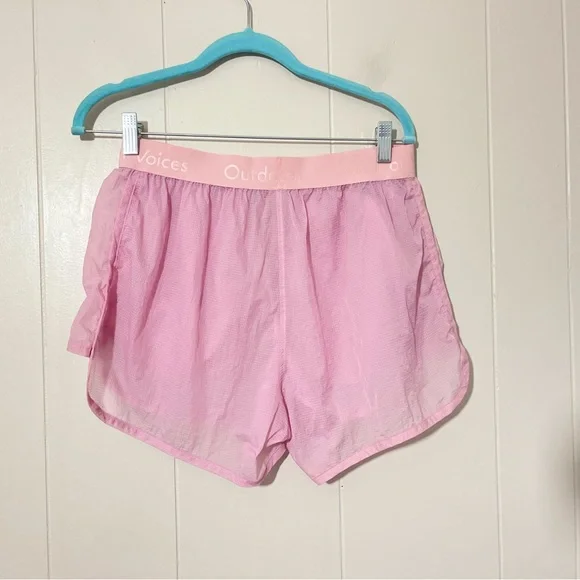 Outdoor VoicesBreaklite Windbreaker 4" Pink Grid Overlay 2 Pocket Short Size M